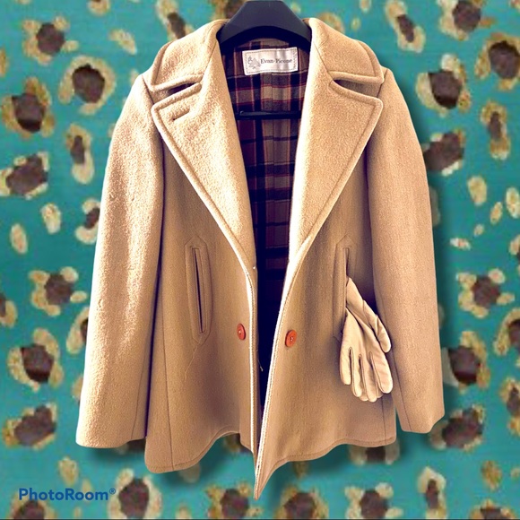 EVAN PICONE, VINTAGE WOOL PEA COAT, Camel, Wmn’s M - Picture 4 of 14